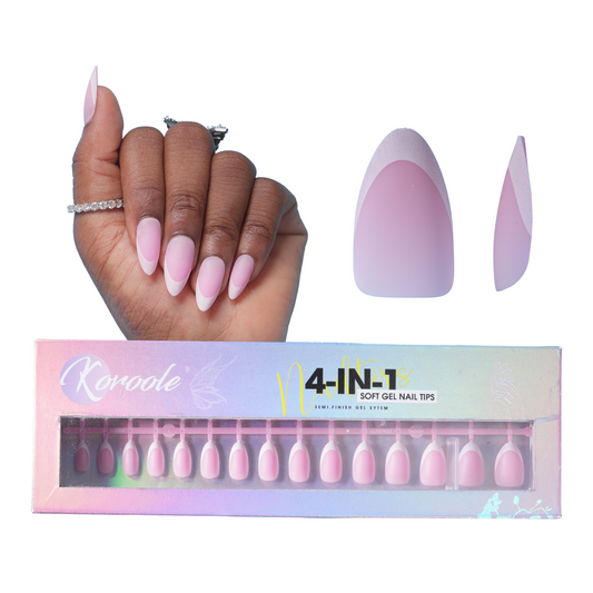 Elegant Embrace - Medium Almond French Semi-Finished Press-On Nails